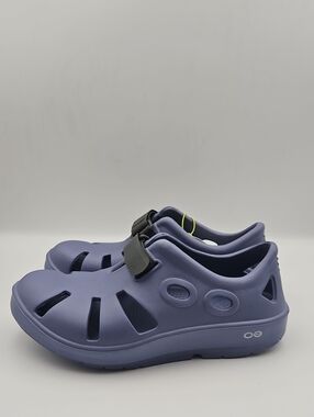 OOFOS Lavender Purple Clog Sandals with Gray Strap